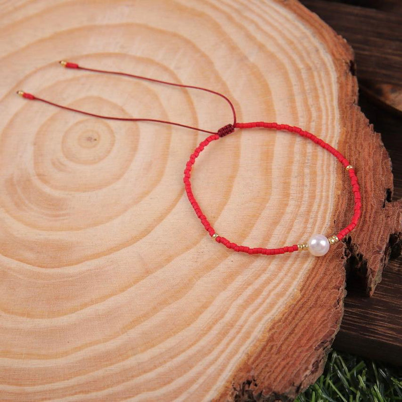 Bracciale del filo rosso portafortuna con perla - Harmoondy